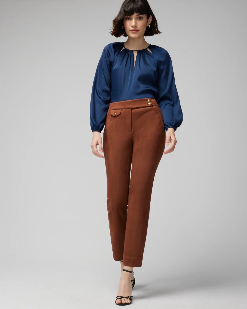 Petite Faux Suede Straight Pants | White House Black Market